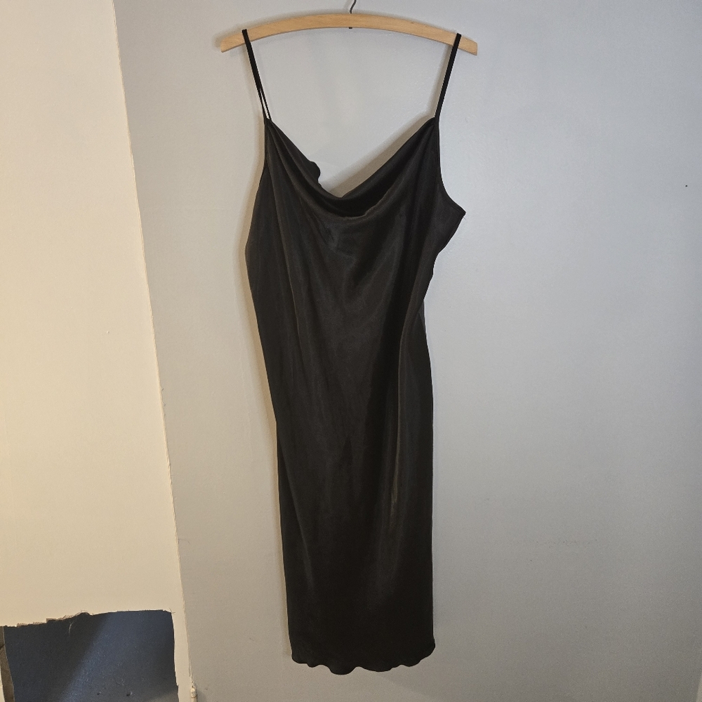 Y2K Bebe Black Slip Stain Dress Cowl Neck XL